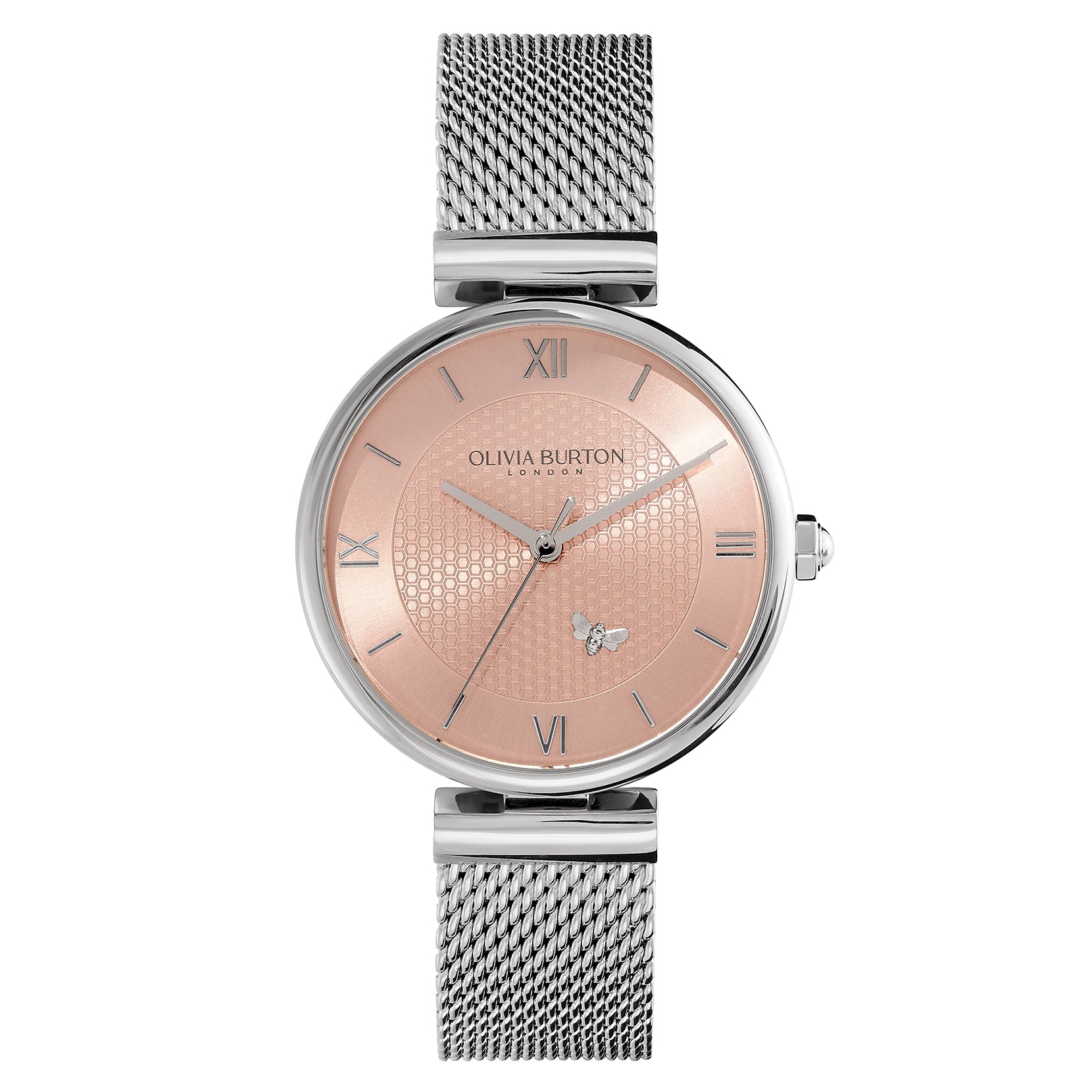 Ladies 36mm Minima Bee T-Bar Blush & Silver Mesh Watch (24000095)
