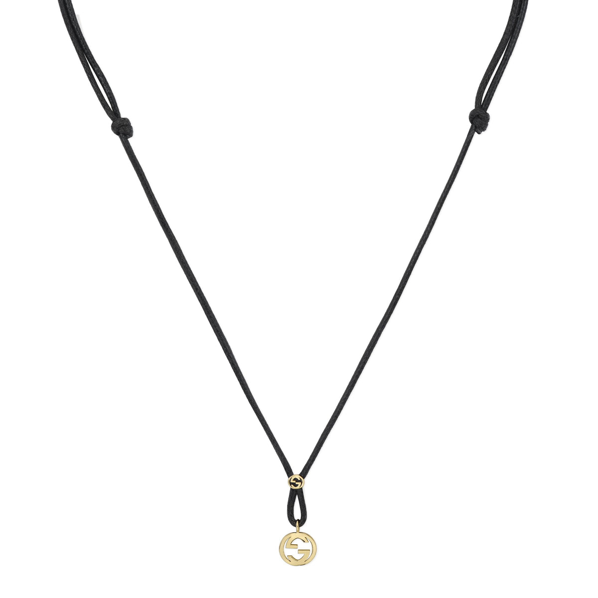 Gucci Interlocking 18k Pendant Cord Necklace (YBB874198001)