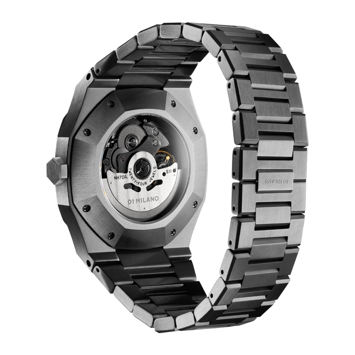 Men's Skeleton Bracelet Gun Metal Watch D1-S-SKBJ02 D1 Milano