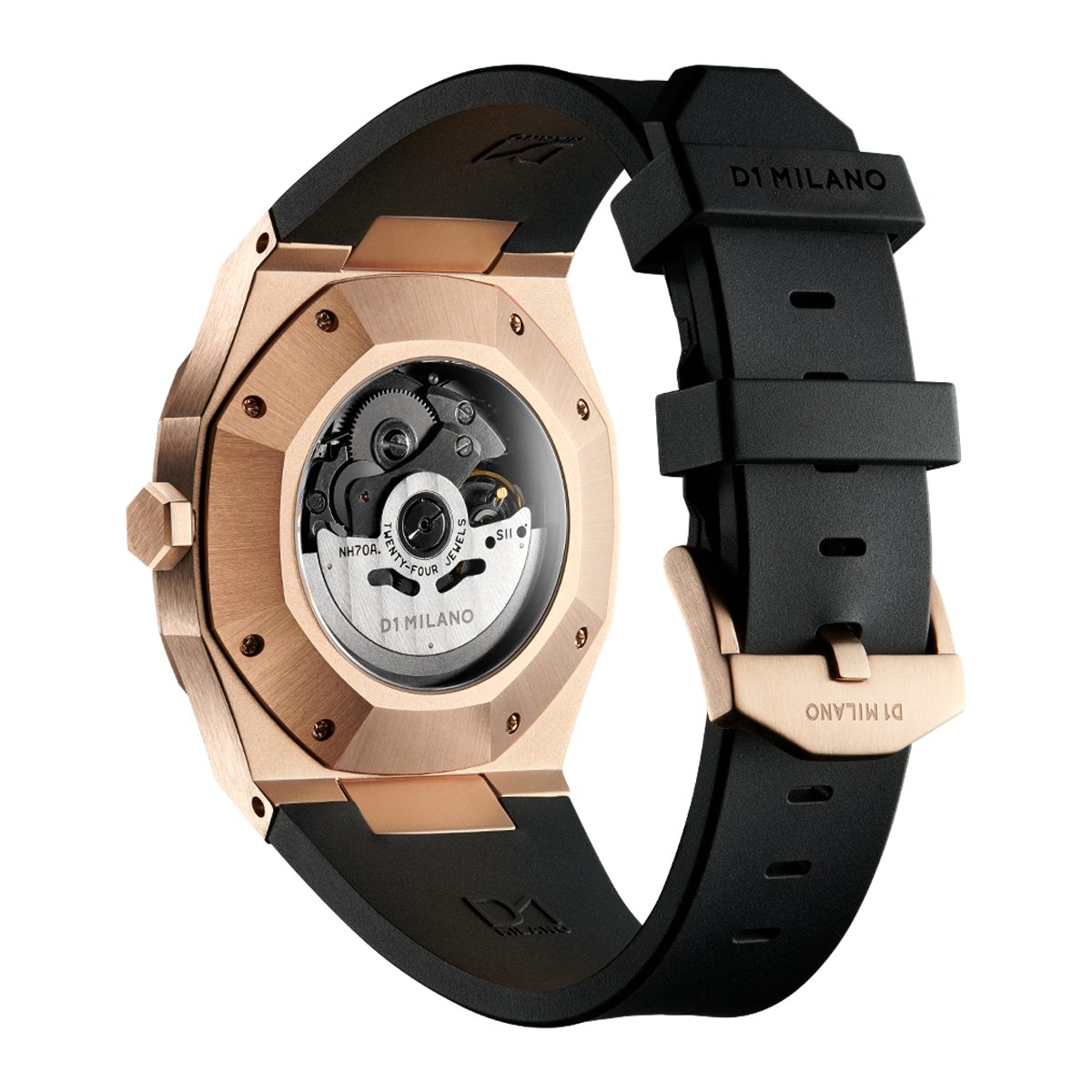 Men's Skeleton Rubber Rose Gold Watch D1-S-SKRJ03 D1 Milano