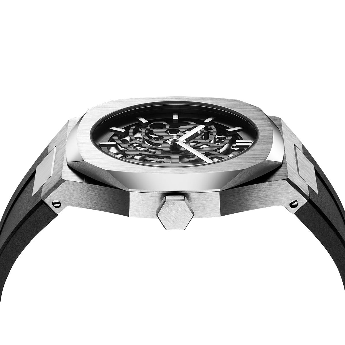 Men's Skeleton Rubber Silver Watch D1-S-SKRJ01 D1 Milano