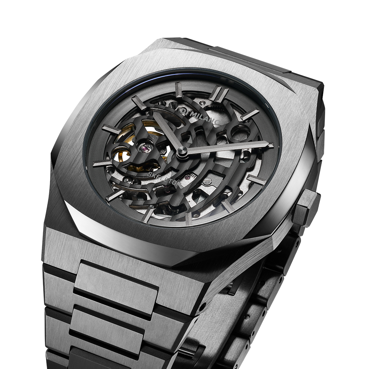 Men's Skeleton Bracelet Gun Metal Watch D1-S-SKBJ02 D1 Milano