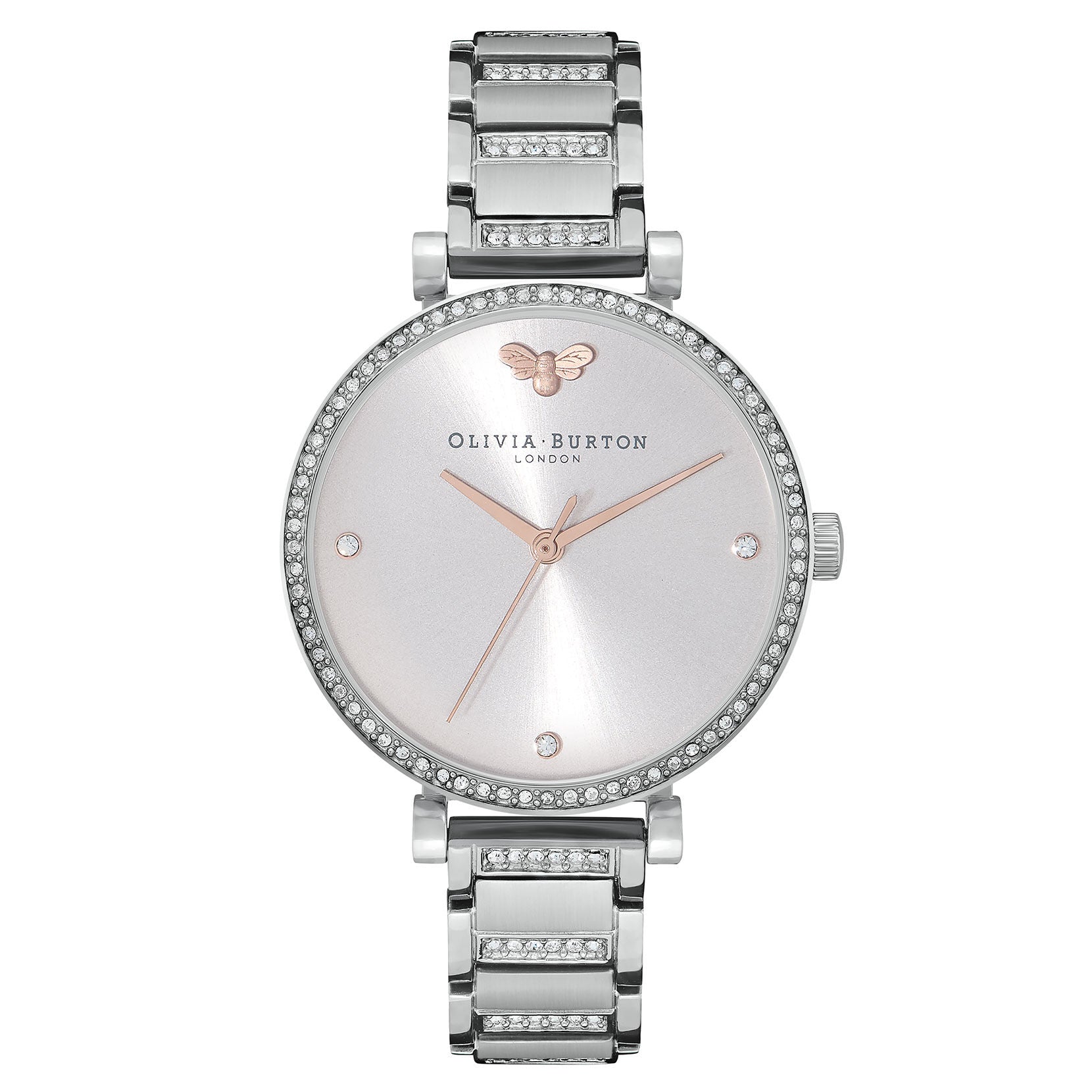 Belgrave 32mm Tbar Grey & Silver Bracelet Watch 24000001 Olivia Burton