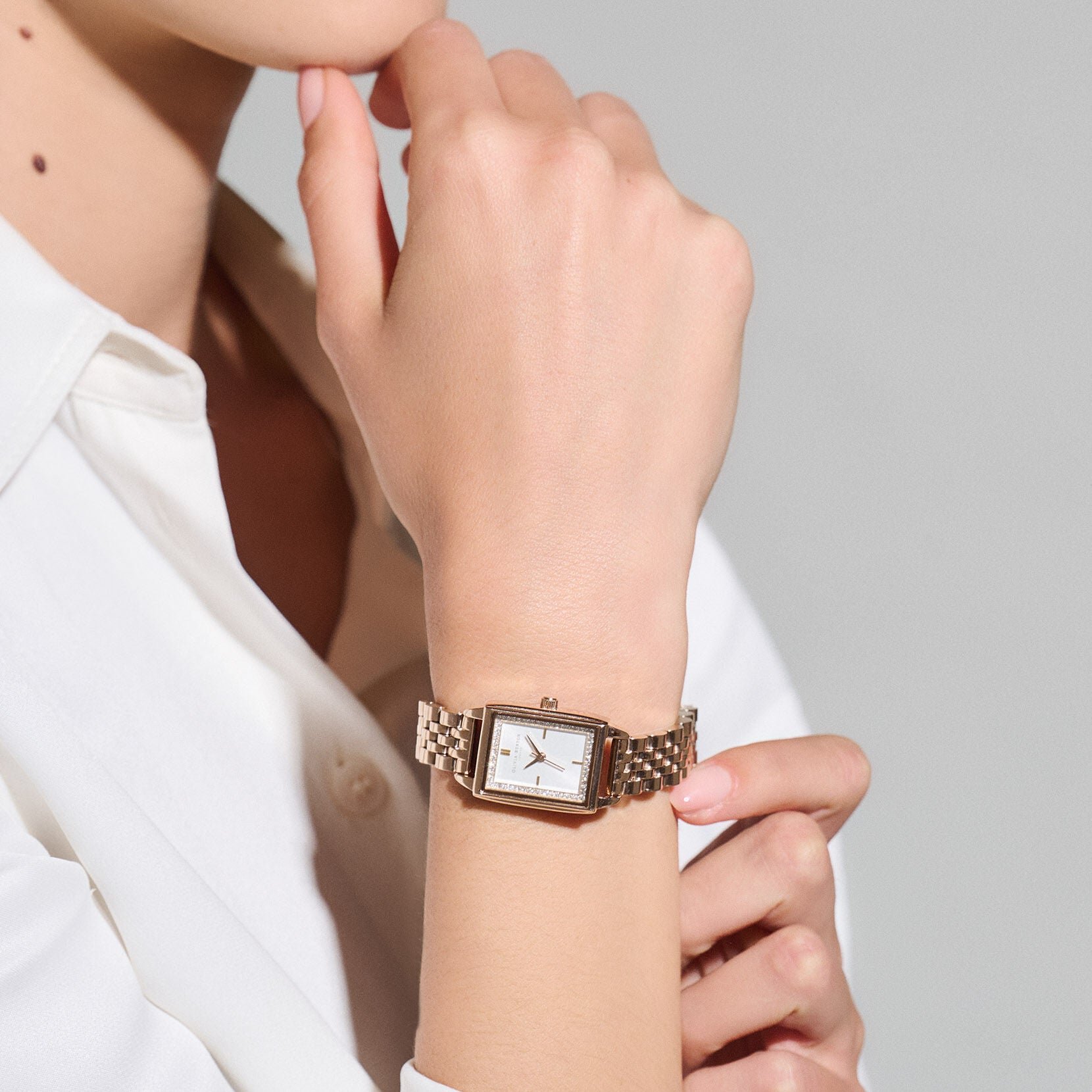Townhouse Rectangle Carnation Gold Bracelet Watch 24000014 Olivia Burton
