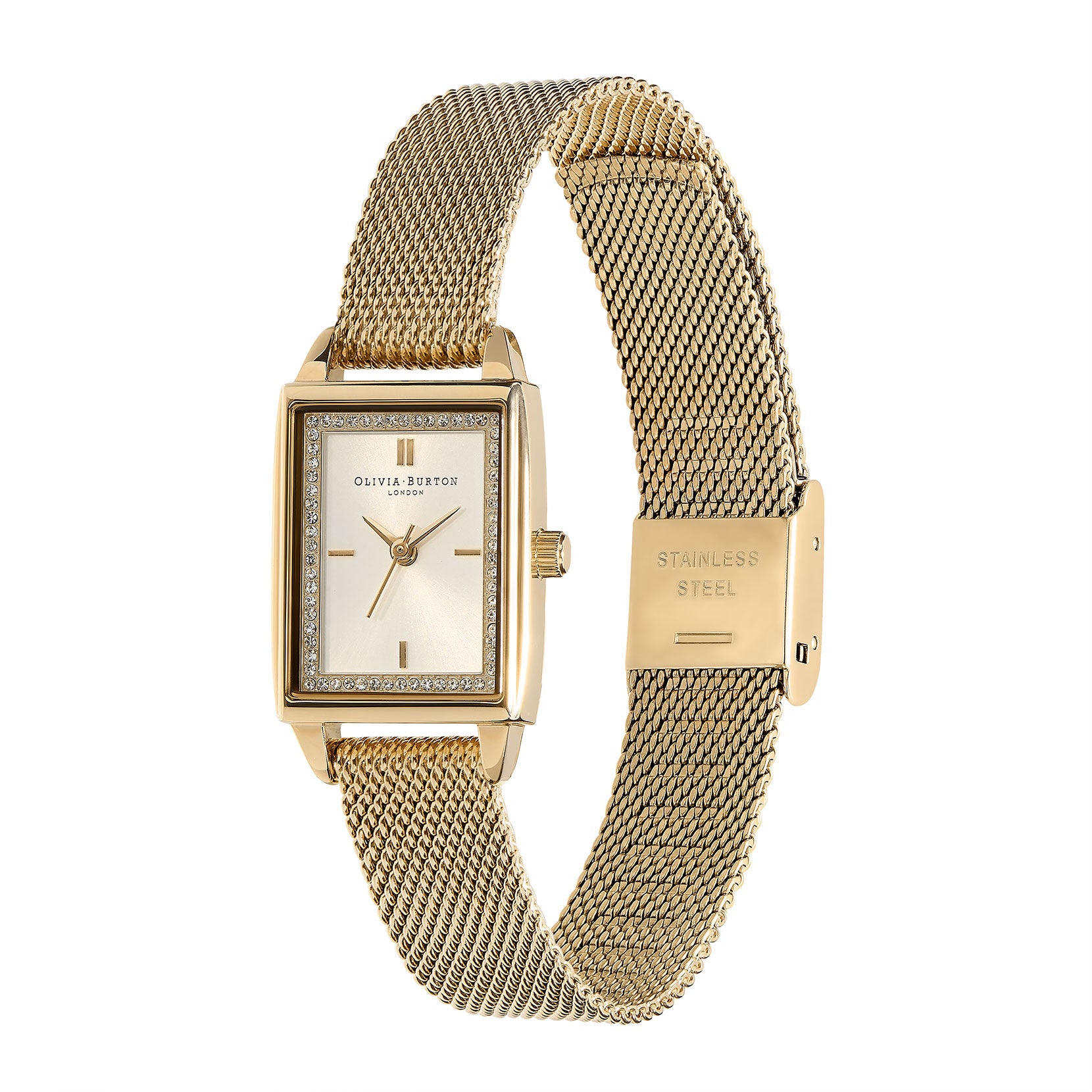 Townhouse Rectangle Gold Mesh Watch 24000016 Olivia Burton