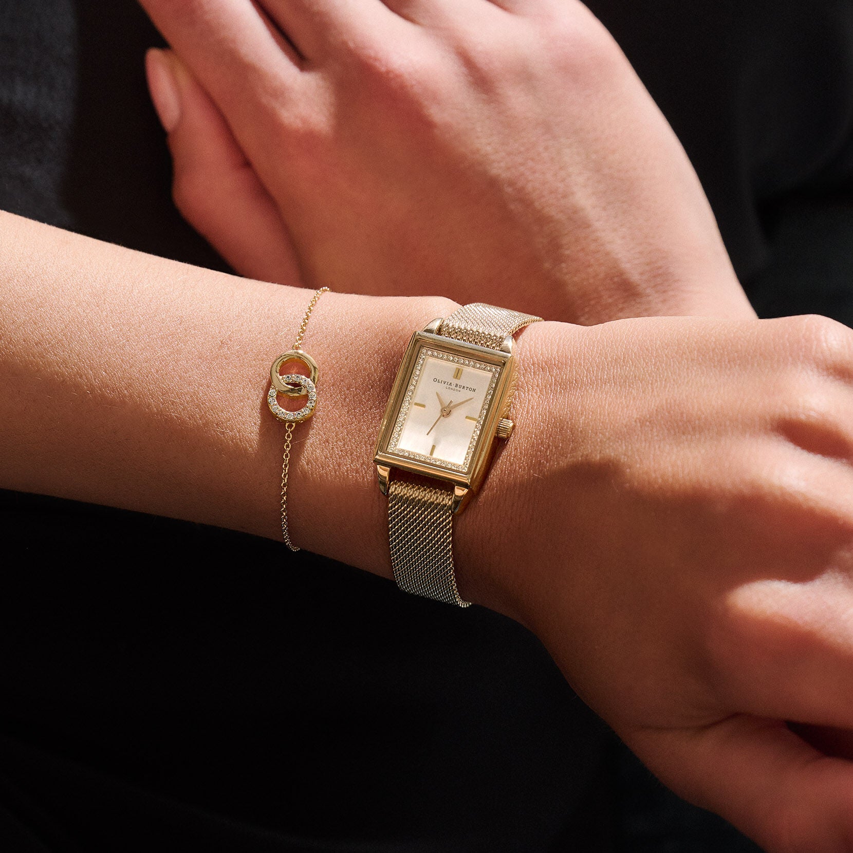 Townhouse Rectangle Gold Mesh Watch 24000016 Olivia Burton