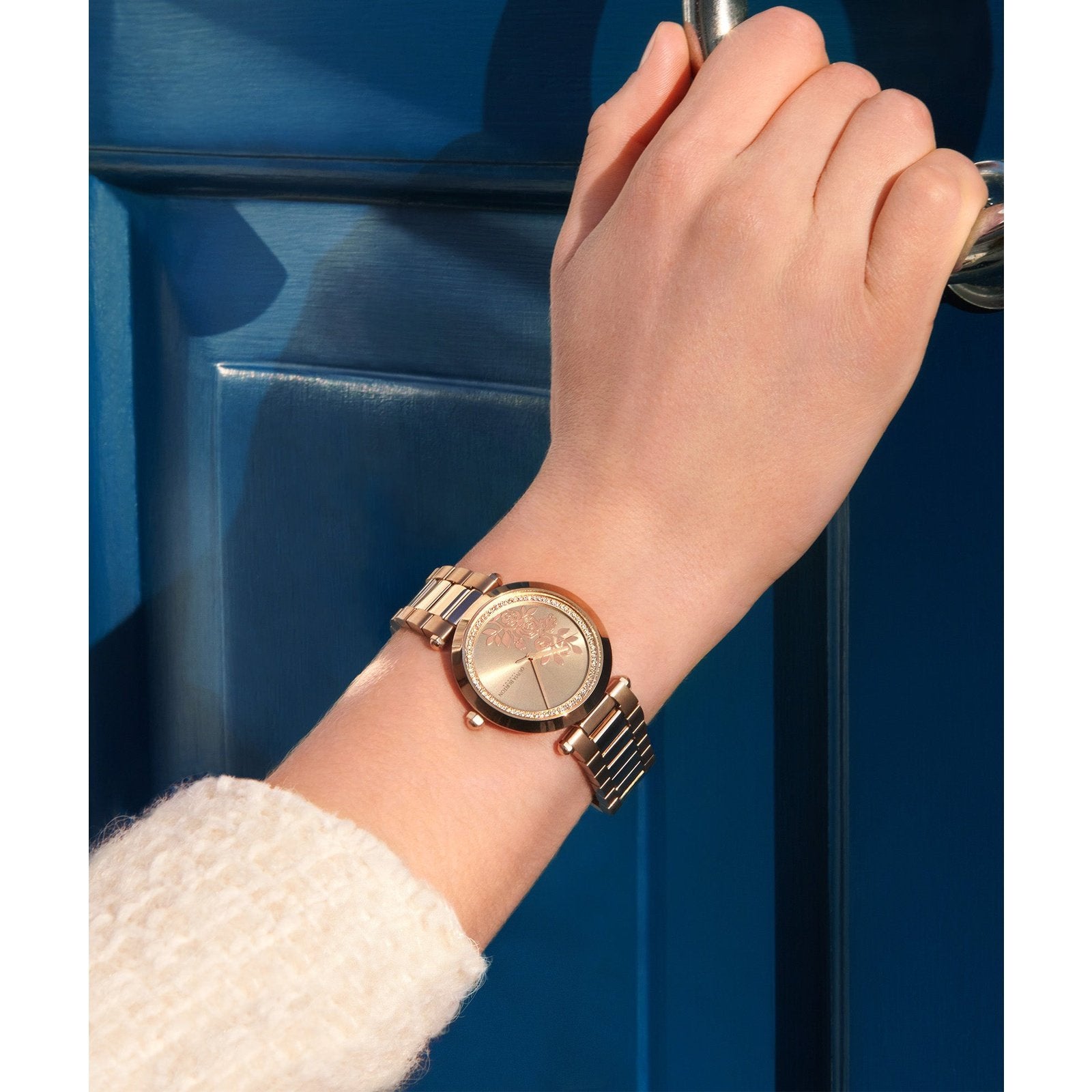 Floral T-Bar Grey & Carnation Gold Bracelet Watch 24000044 Olivia Burton