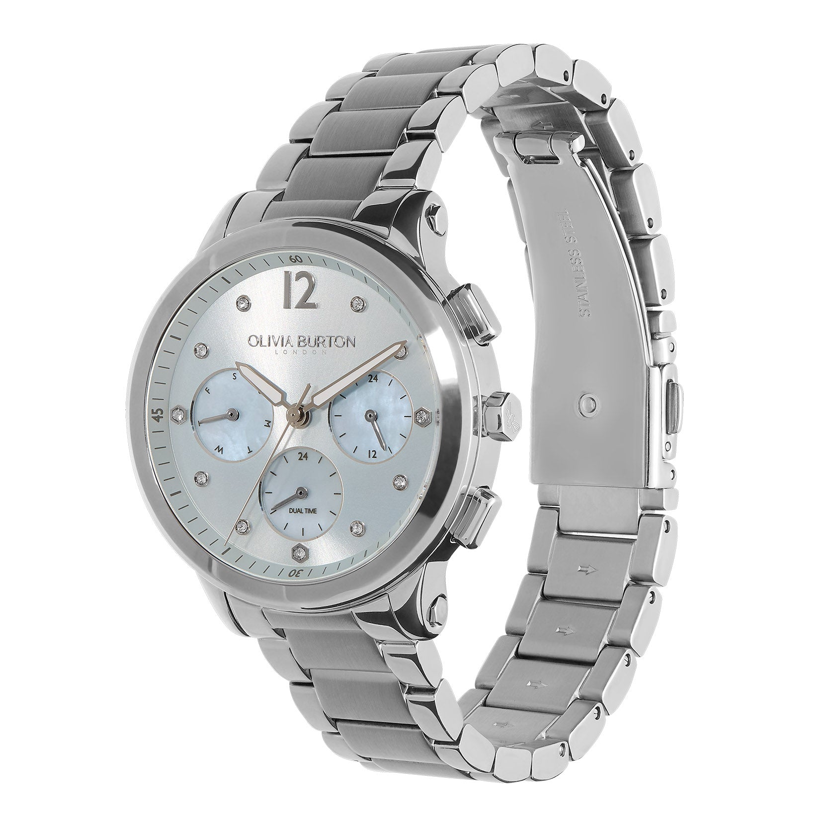 Multi-Function Blue & Silver Bracelet Watch 24000065 Olivia Burton