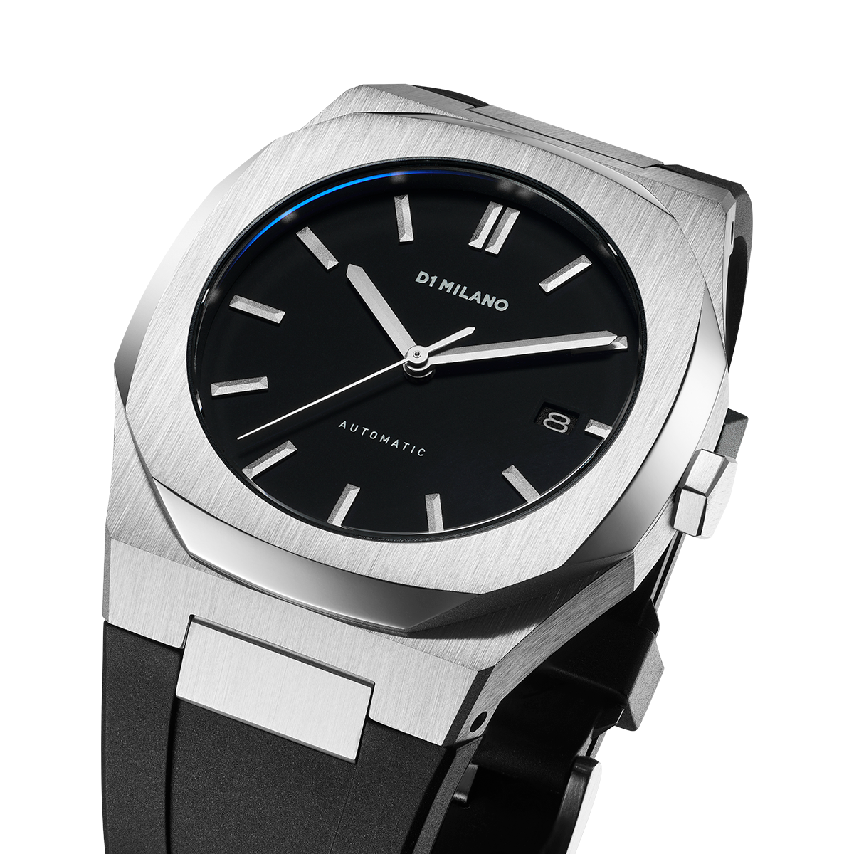Men's Automatic Rubber Silver Watch D1-ATRJ01 D1 Milano