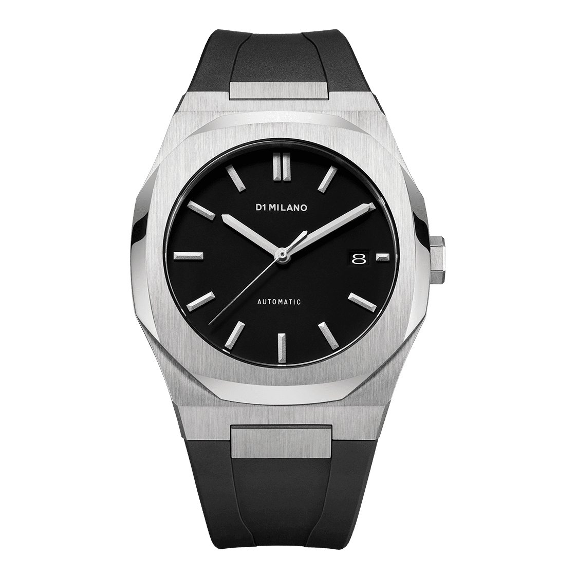 Men's Automatic Rubber Silver Watch D1-ATRJ01 D1 Milano