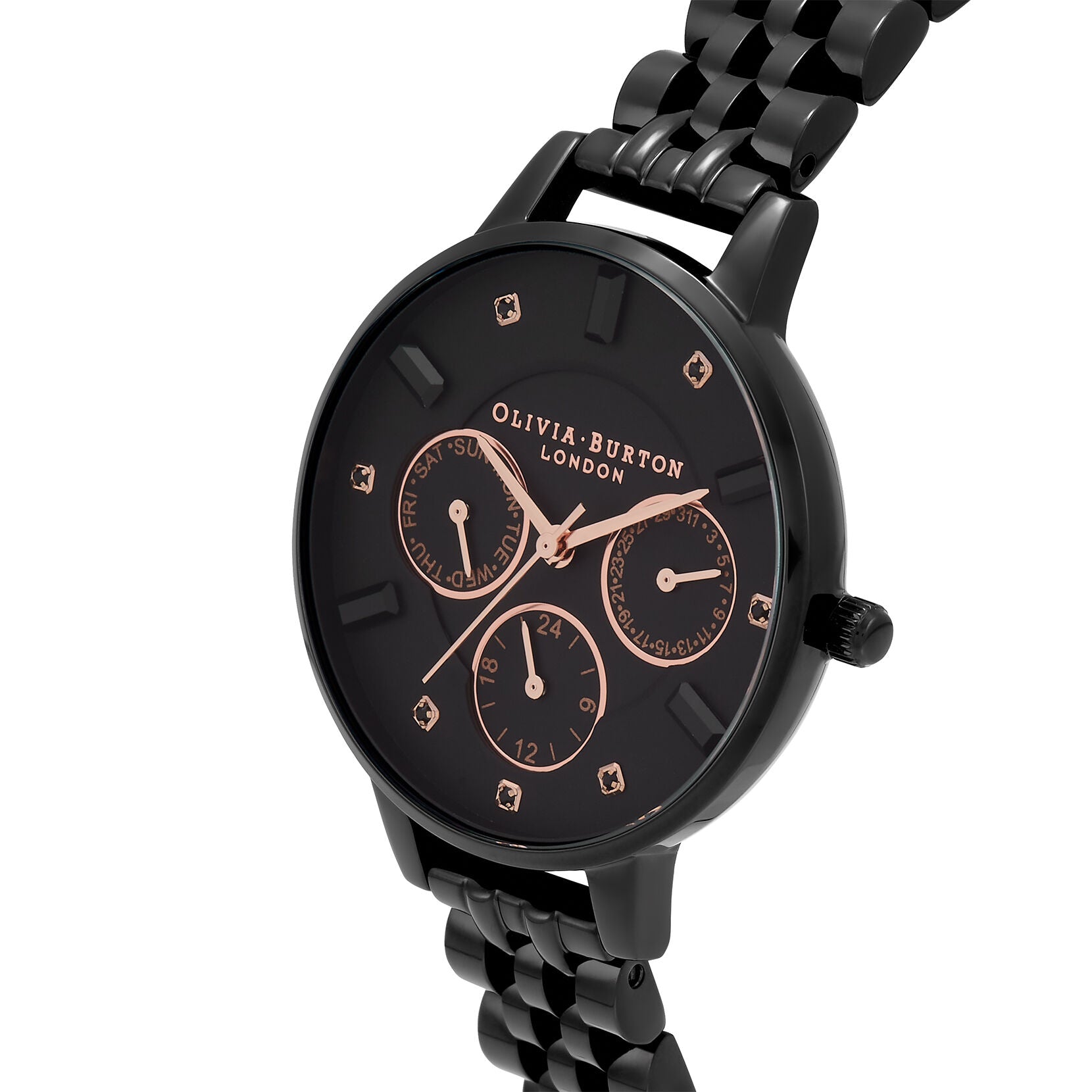 Classic Multifunction Demi Dial Rose Gold & Black Magic Watch OB16CG101 Olivia Burton