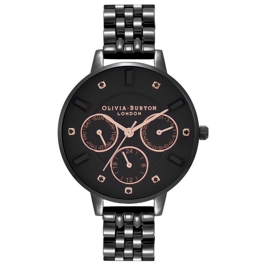 Classic Multifunction Demi Dial Rose Gold & Black Magic Watch OB16CG101 Olivia Burton