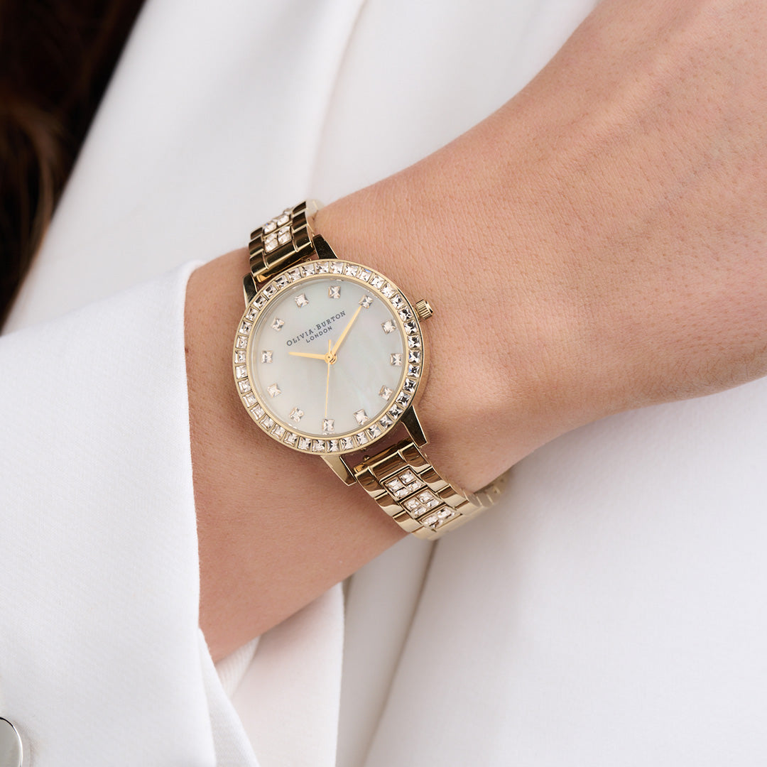 Treasure Demi Dial Gold Bracelet Watch OB16MOP33 Olivia Burton