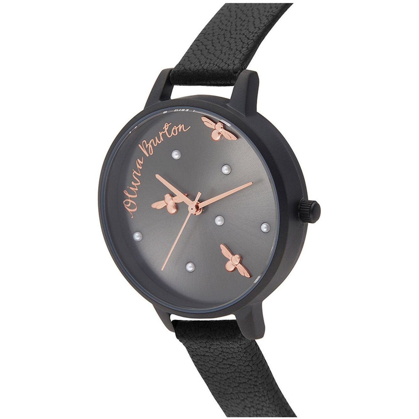 Pearly Queen Matte Black & Rose Gold OB16PQ02 Olivia Burton