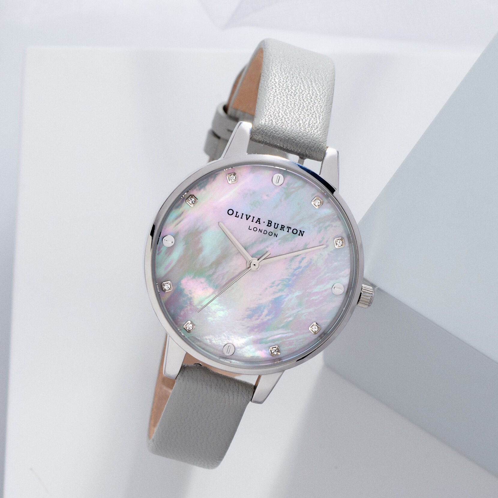 Grey Mother Of Pearl Demi Dial Grey & Silver Watch OB16SE16 Olivia Burton