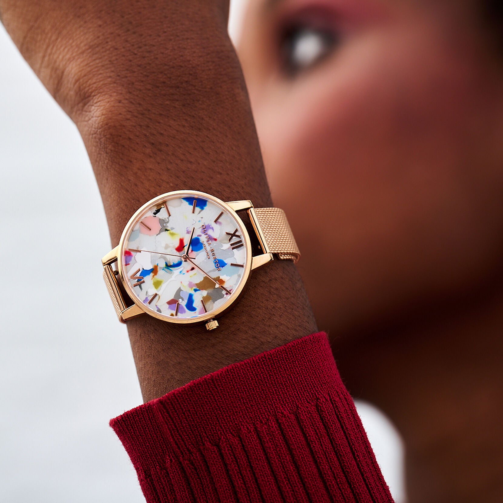 Pop Art 38mm Rose Gold & Red Eco Vegan Strap Gift Set OBGSET152 Olivia Burton