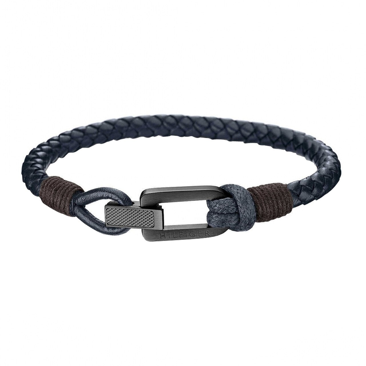 Men's Braided Leather Fold Over Clasp Bracelet 2701013 Tommy Hilfiger Jewelry