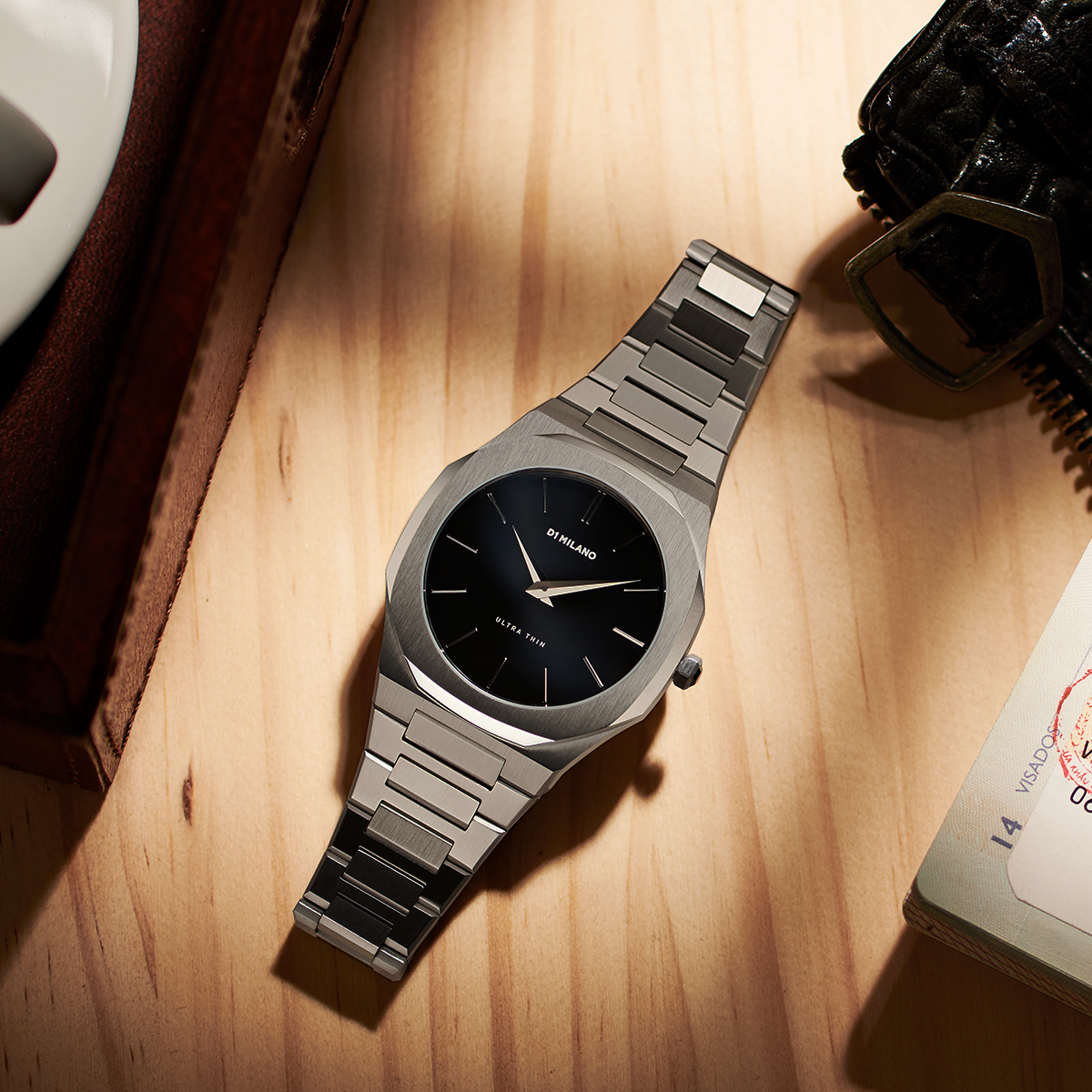 Men's Ultra Thin Bracelet Gun Metal Watch S-A-UTB02 D1 Milano