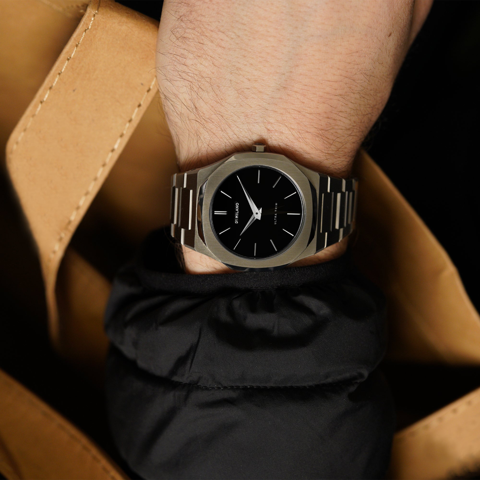 Men's Ultra Thin Bracelet Gun Metal Watch S-A-UTB02 D1 Milano