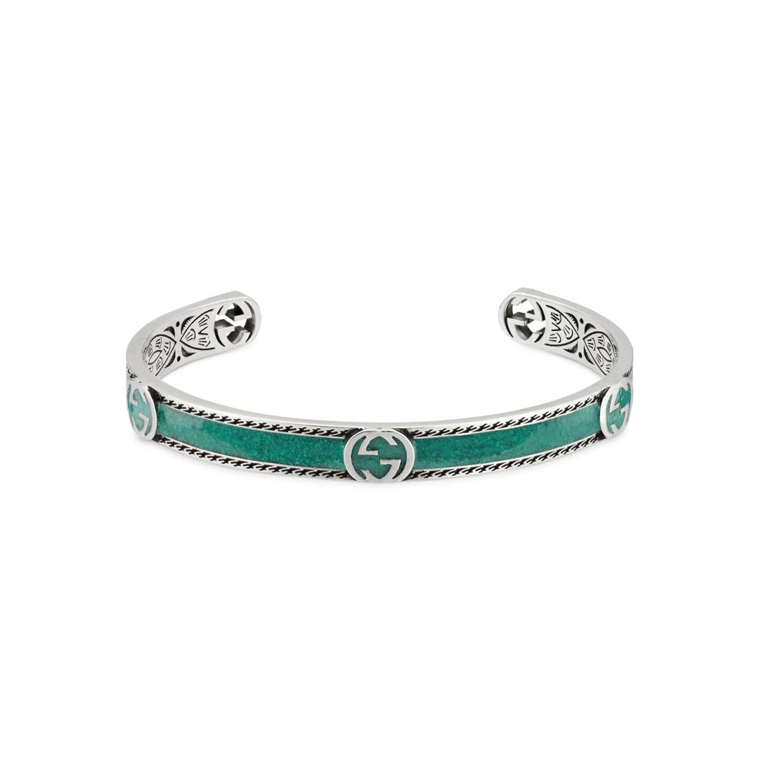 Interlocking 'G' Turquoise Enamel Bangle YBA645570001 Gucci Jewelry