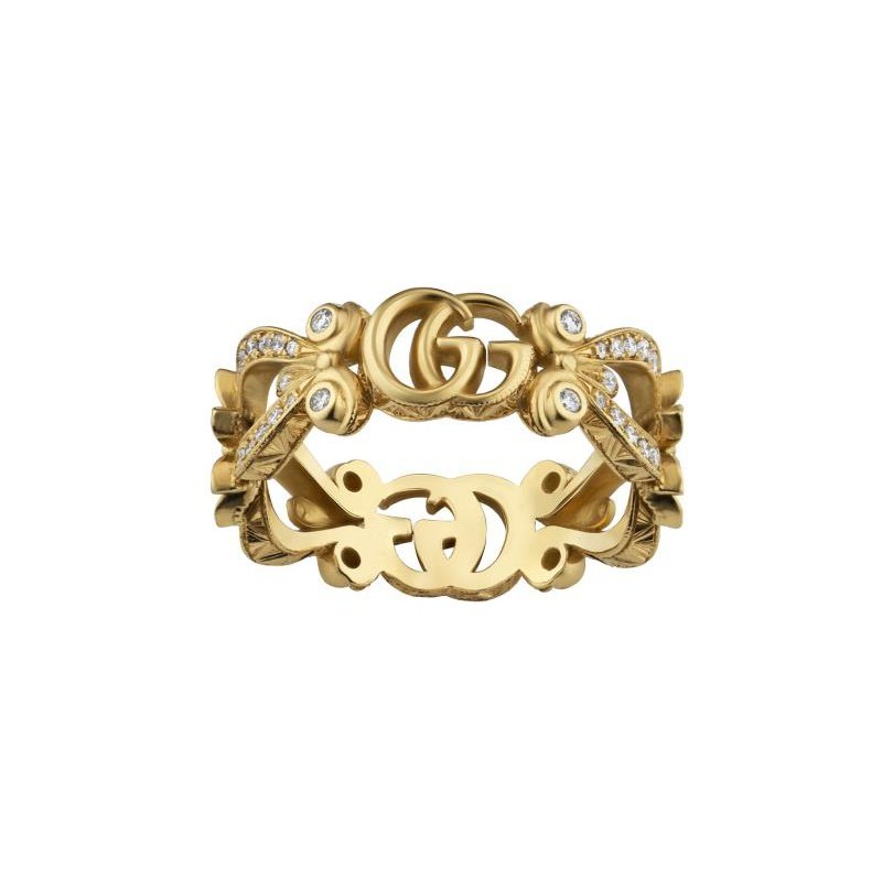 Flora Ring In Yellow Gold And Diamonds YBC629828001 Gucci Jewelry