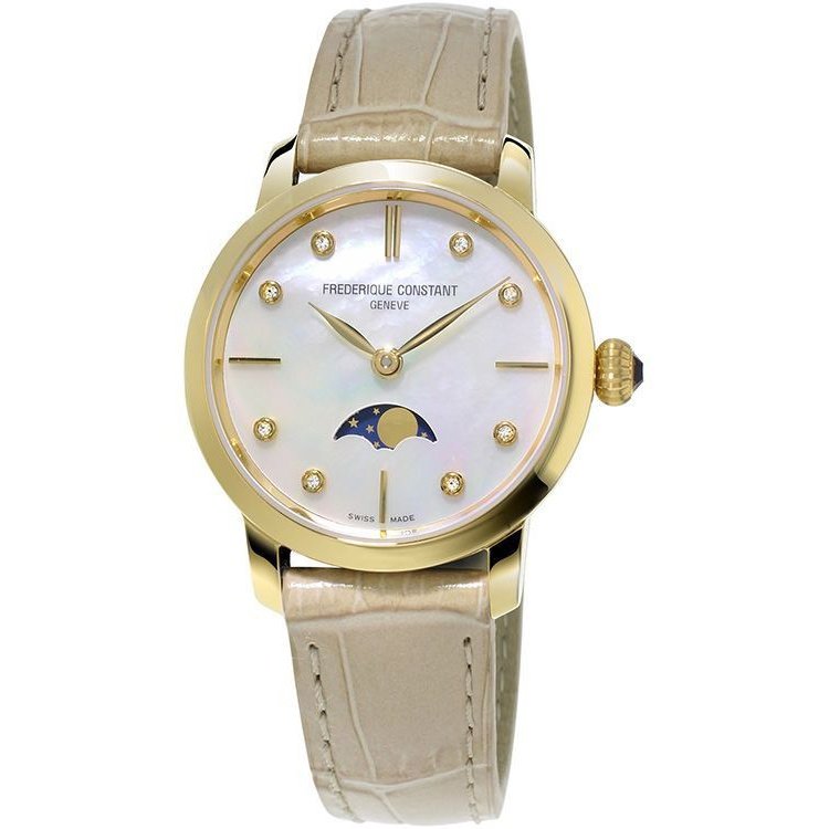 Ladies Slimline Moonphase Watch FC-206MPWD1S5 Frederique Constant