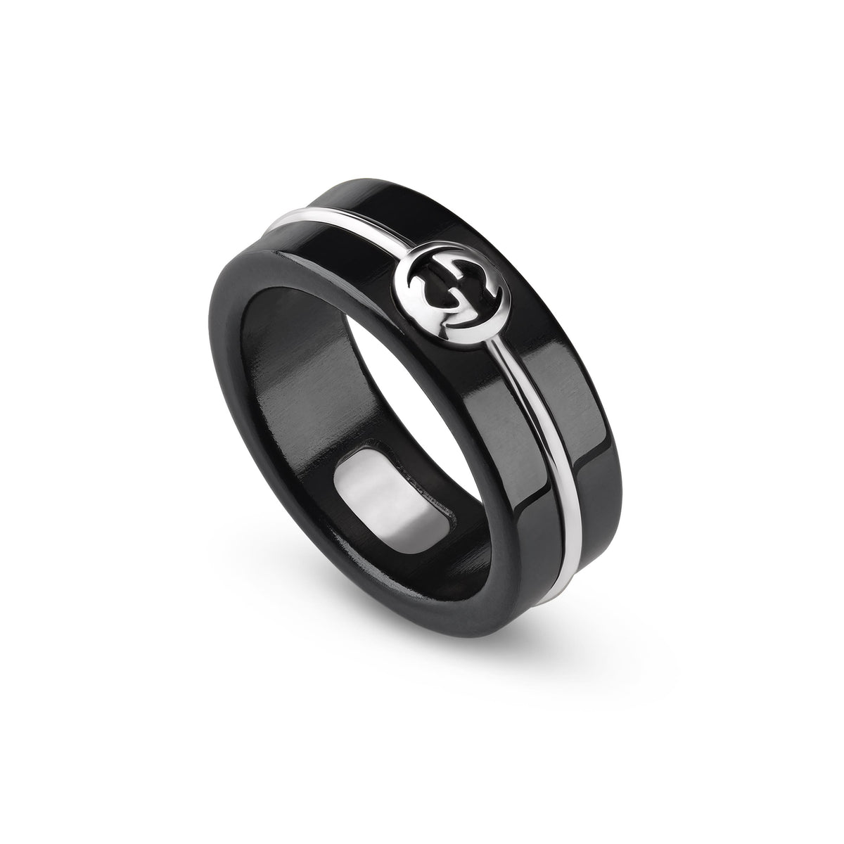 Gucci Interlocking 18k White Gold Corundum Ring (YBCA002OM001)