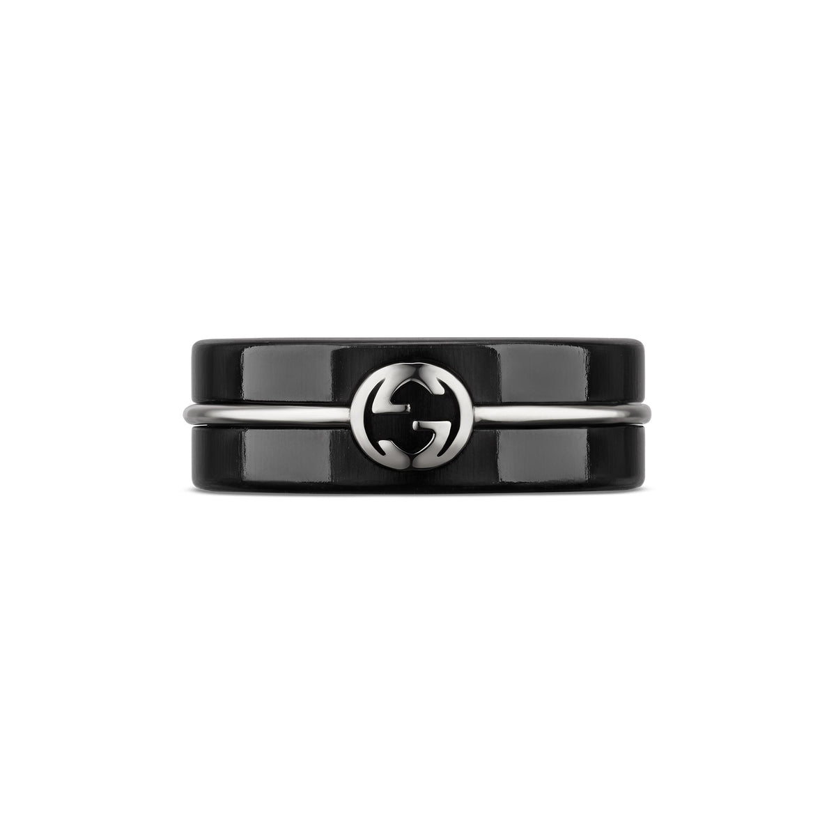 Gucci Interlocking 18k White Gold Corundum Ring (YBCA002OM001)