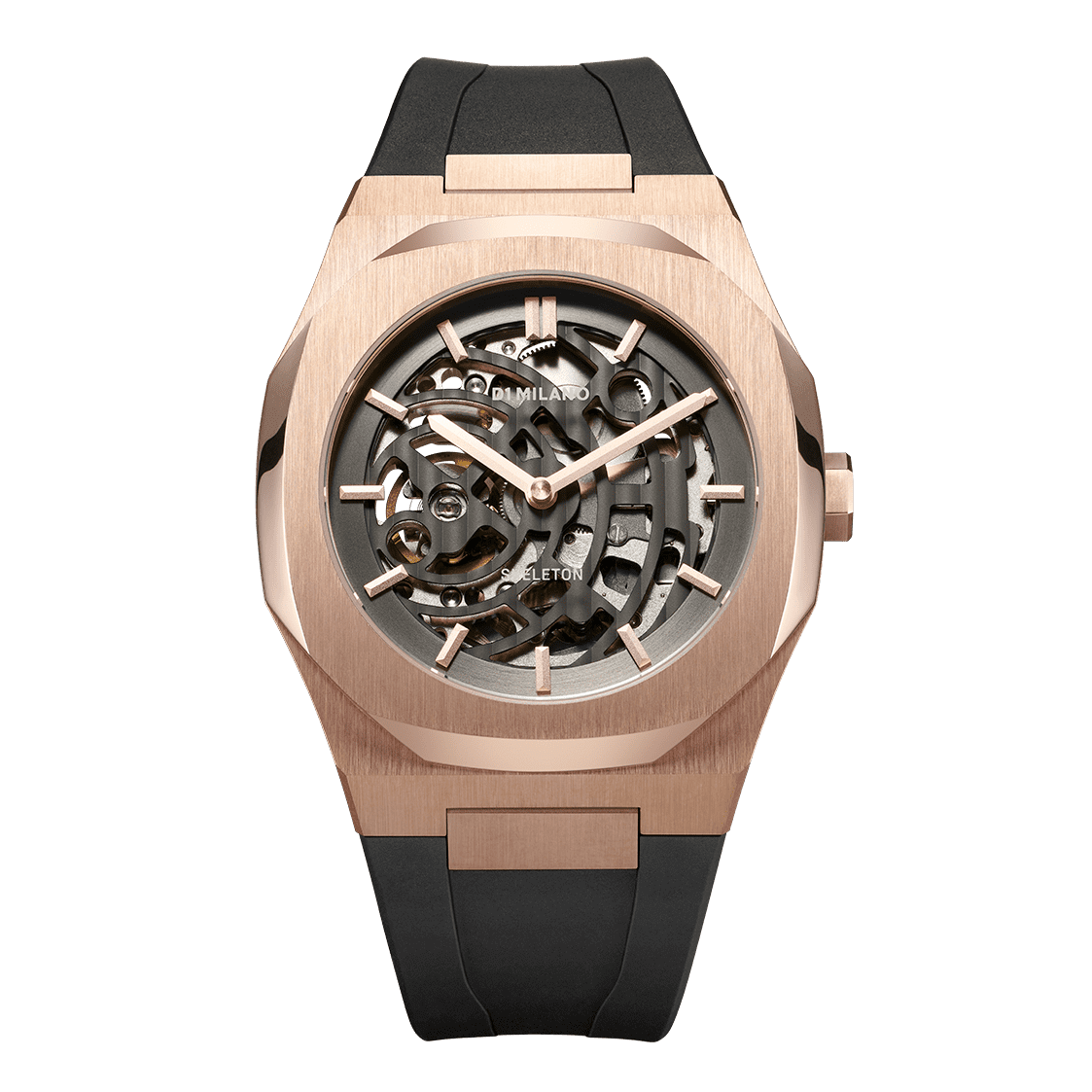 Men's Skeleton Rubber Rose Gold Watch D1-S-SKRJ03 D1 Milano