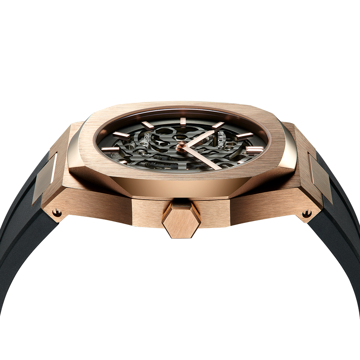Men's Skeleton Rubber Rose Gold Watch D1-S-SKRJ03 D1 Milano