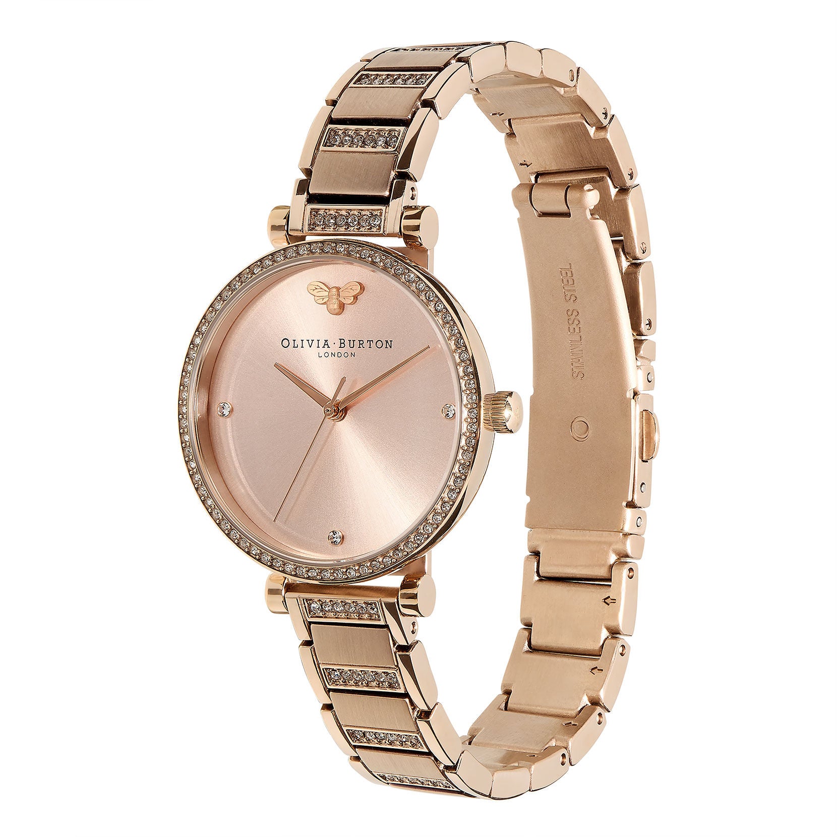 Belgrave 32mm Tbar Blush & Carnation Gold Bracelet Watch 24000003 Olivia Burton