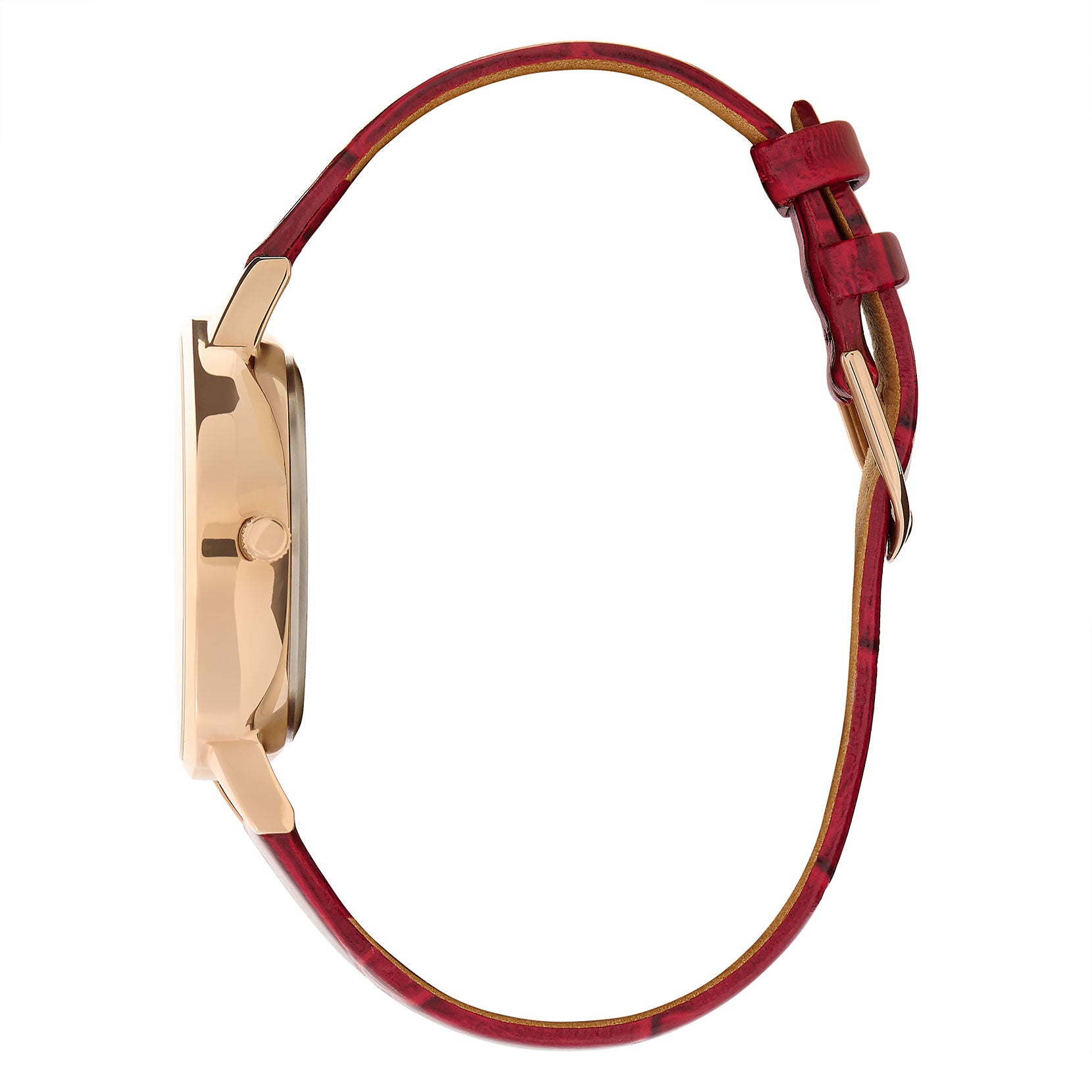 Multifunction 34mm Gold & Burgundy Leather Strap Watch 24000009 Olivia Burton