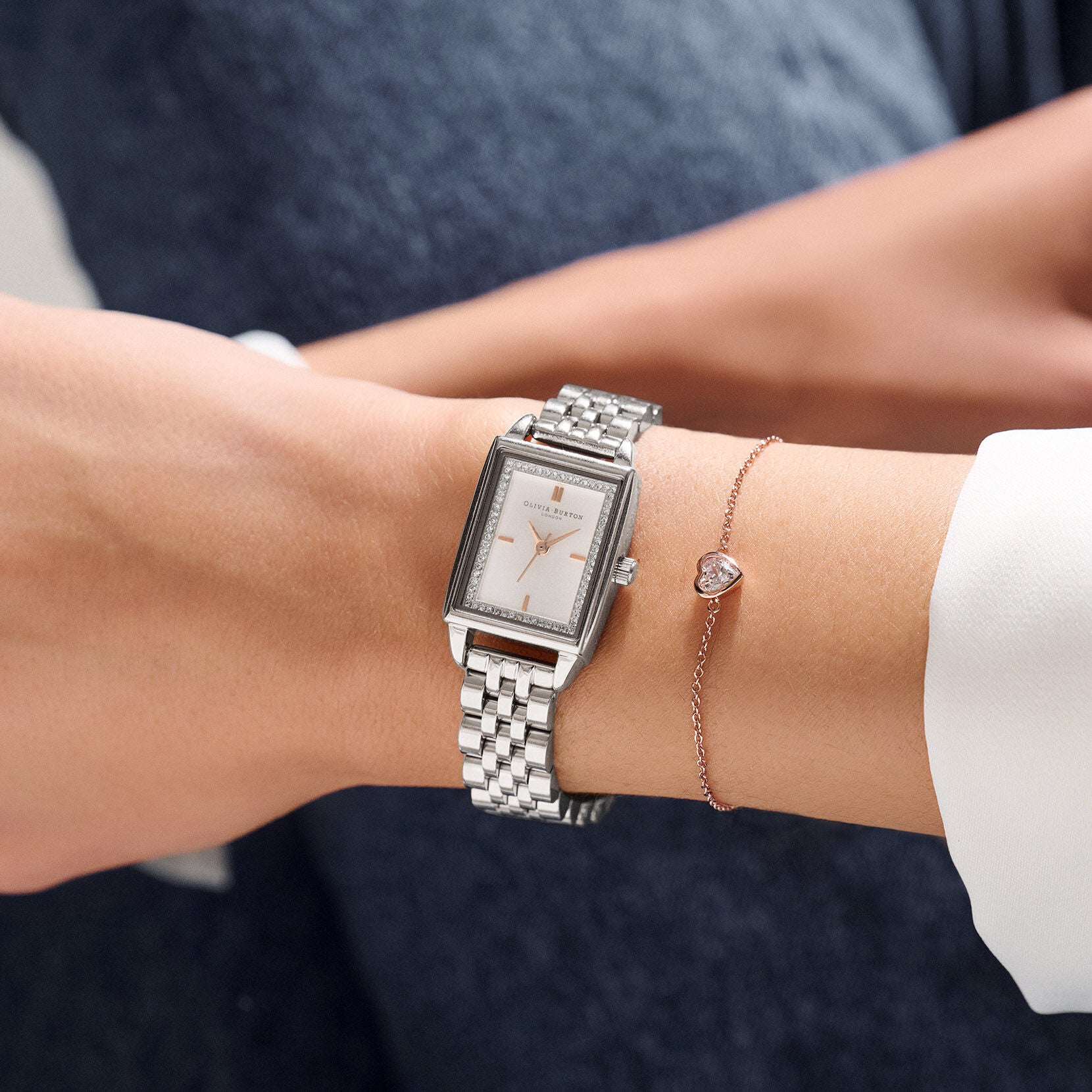Townhouse Rectangle Silver Bracelet Watch 24000012 Olivia Burton