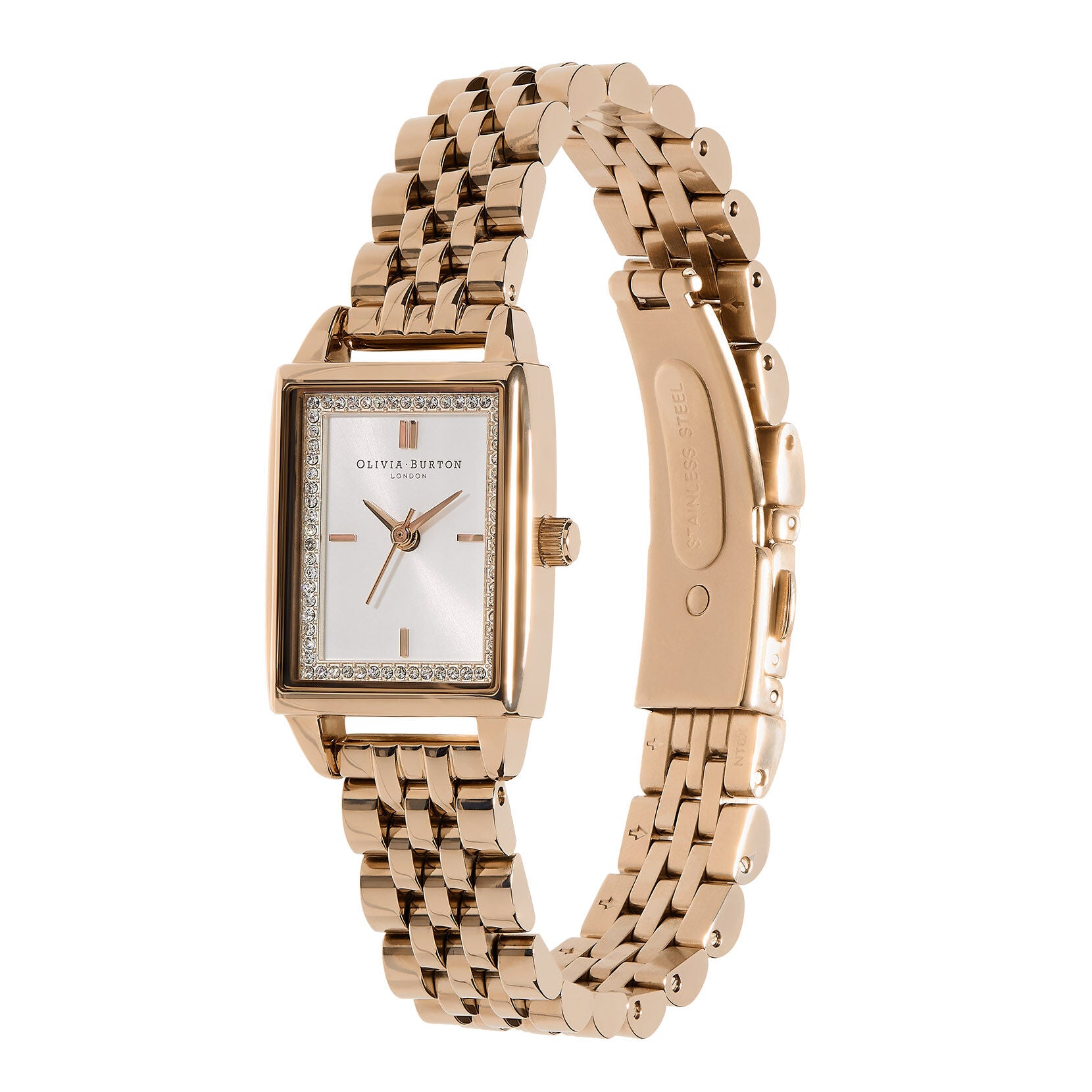 Townhouse Rectangle Carnation Gold Bracelet Watch 24000014 Olivia Burton