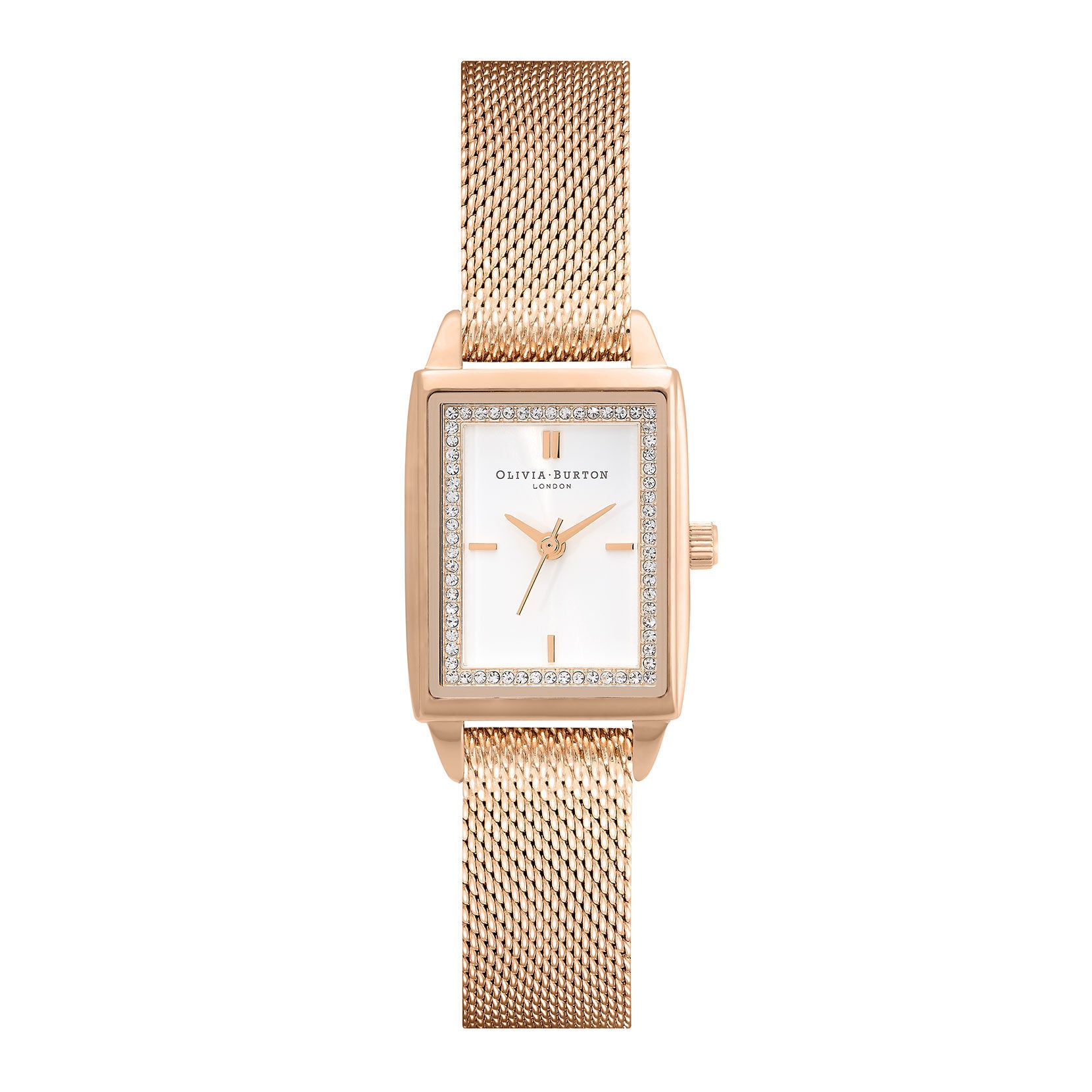 Townhouse Rectangle Carnation Gold Mesh Watch 24000015 Olivia Burton