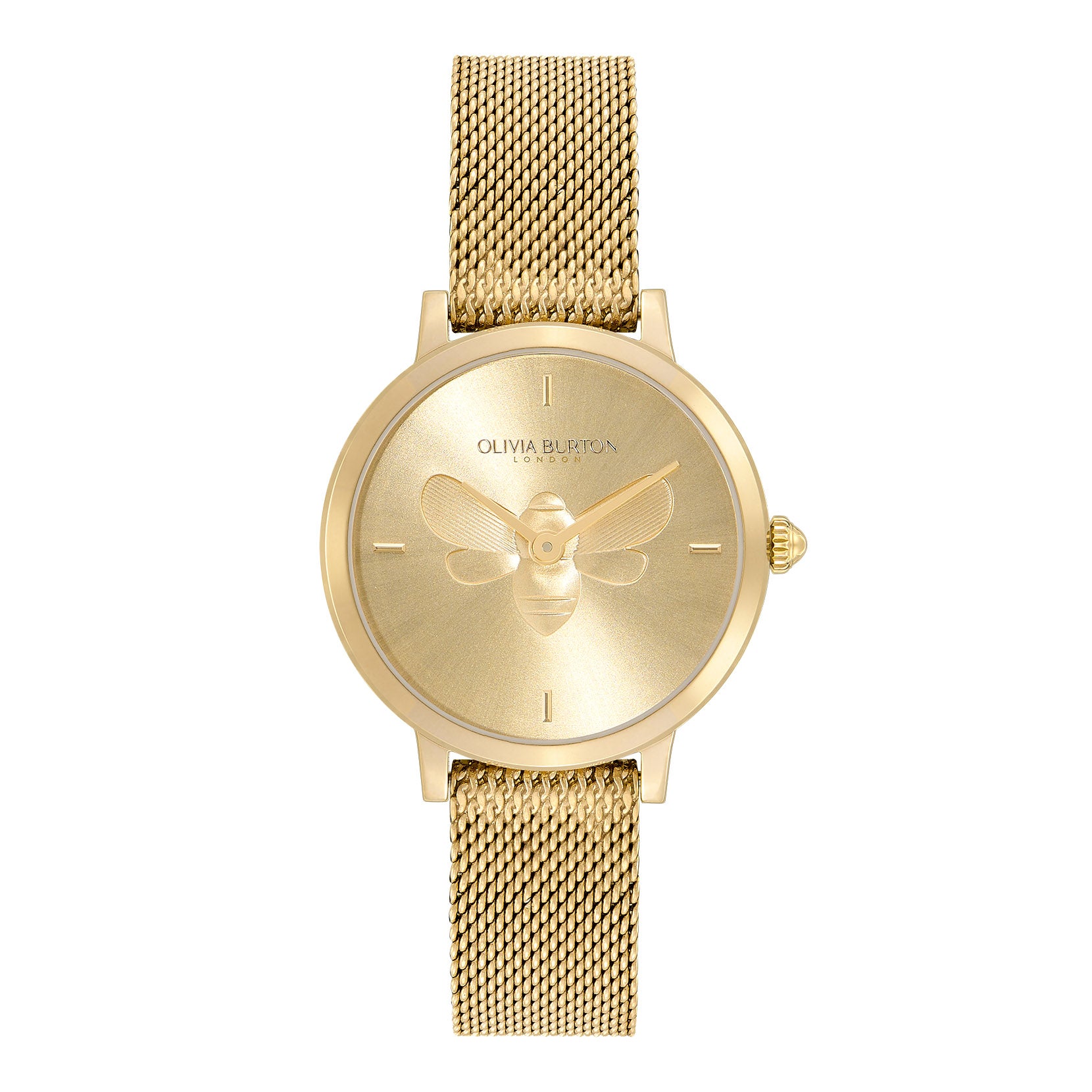 Bee Ultra Slim Gold Mesh Watch 24000022 Olivia Burton