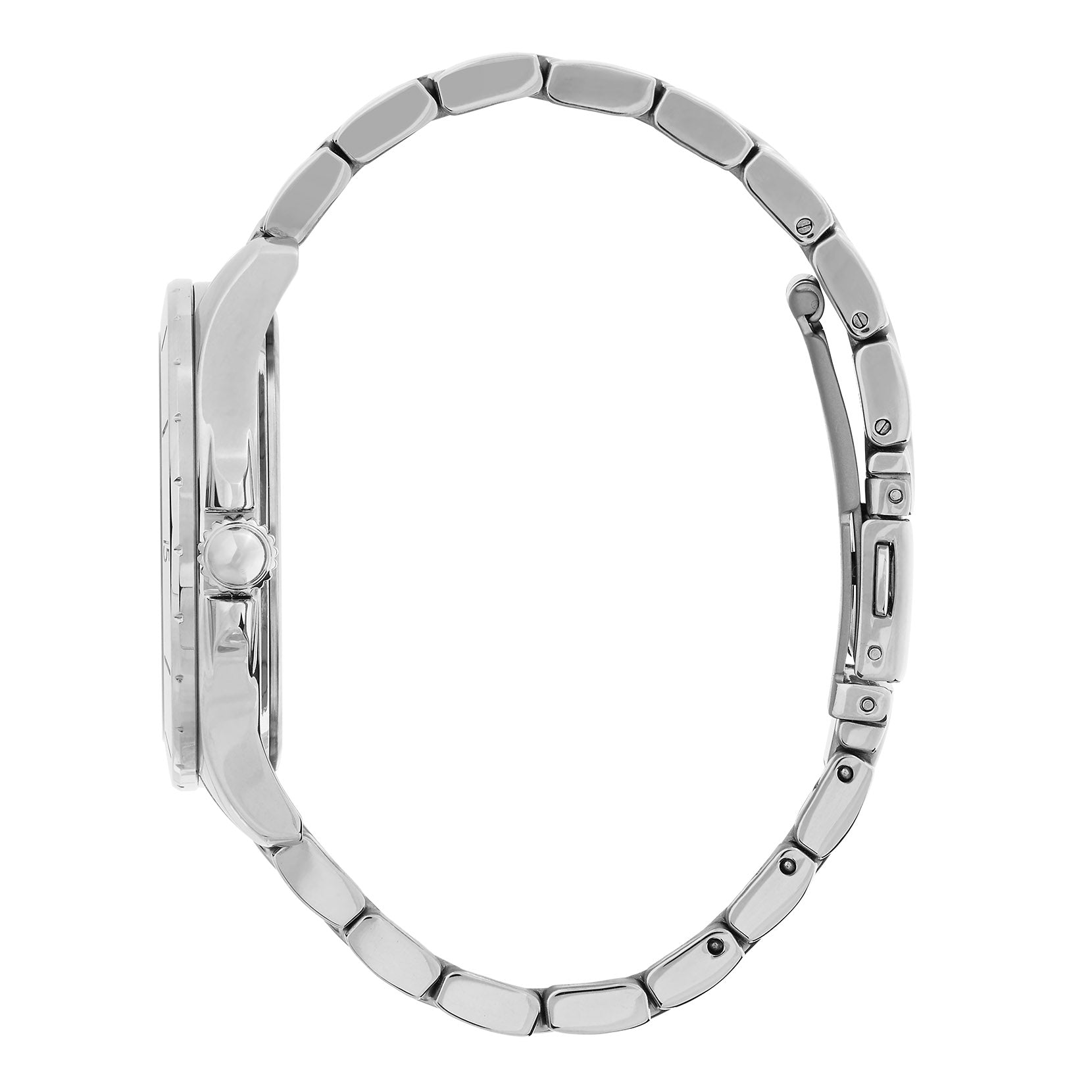 Guilloche Metallic White & Silver Bracelet Watch 24000039 Olivia Burton