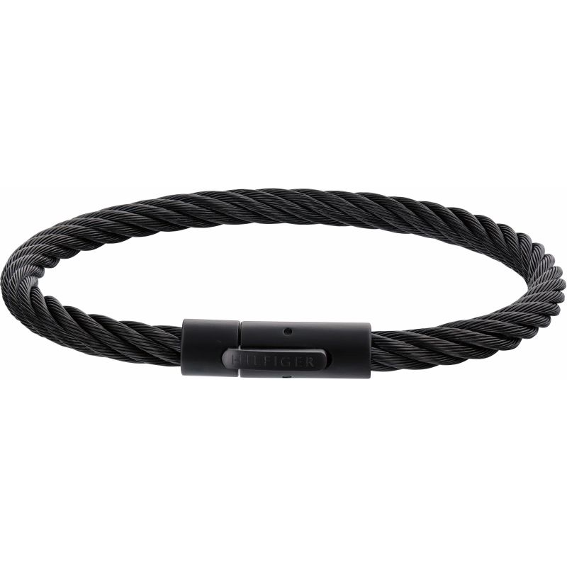 Men's Black Cable Wire Bracelet 2790016 Tommy Hilfiger Jewelry
