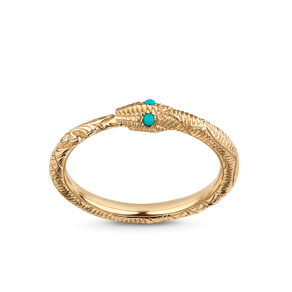 Ourobros 18K Yellow Gold And Turquoise YBC526575001 Gucci Jewelry