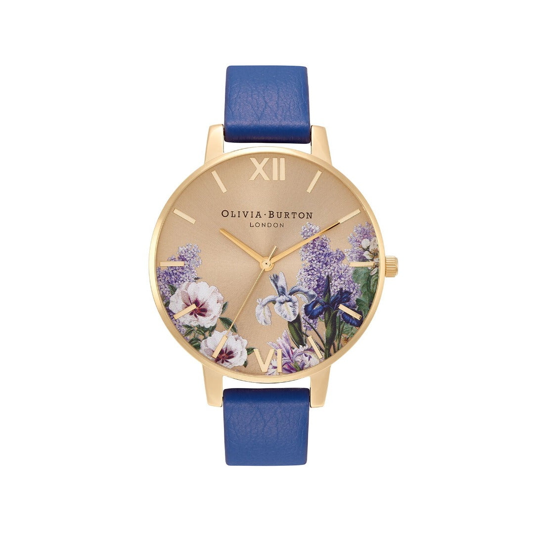 Secret Garden Big Dial Navy & Gold Eco Vegan Watch OB16FS108 Olivia Burton