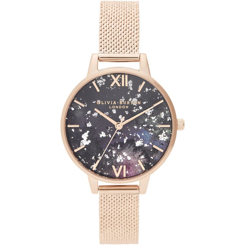 Ladies Celestial Rose Gold Boucle Mesh Strap Watch OB16GD33 Olivia Burton