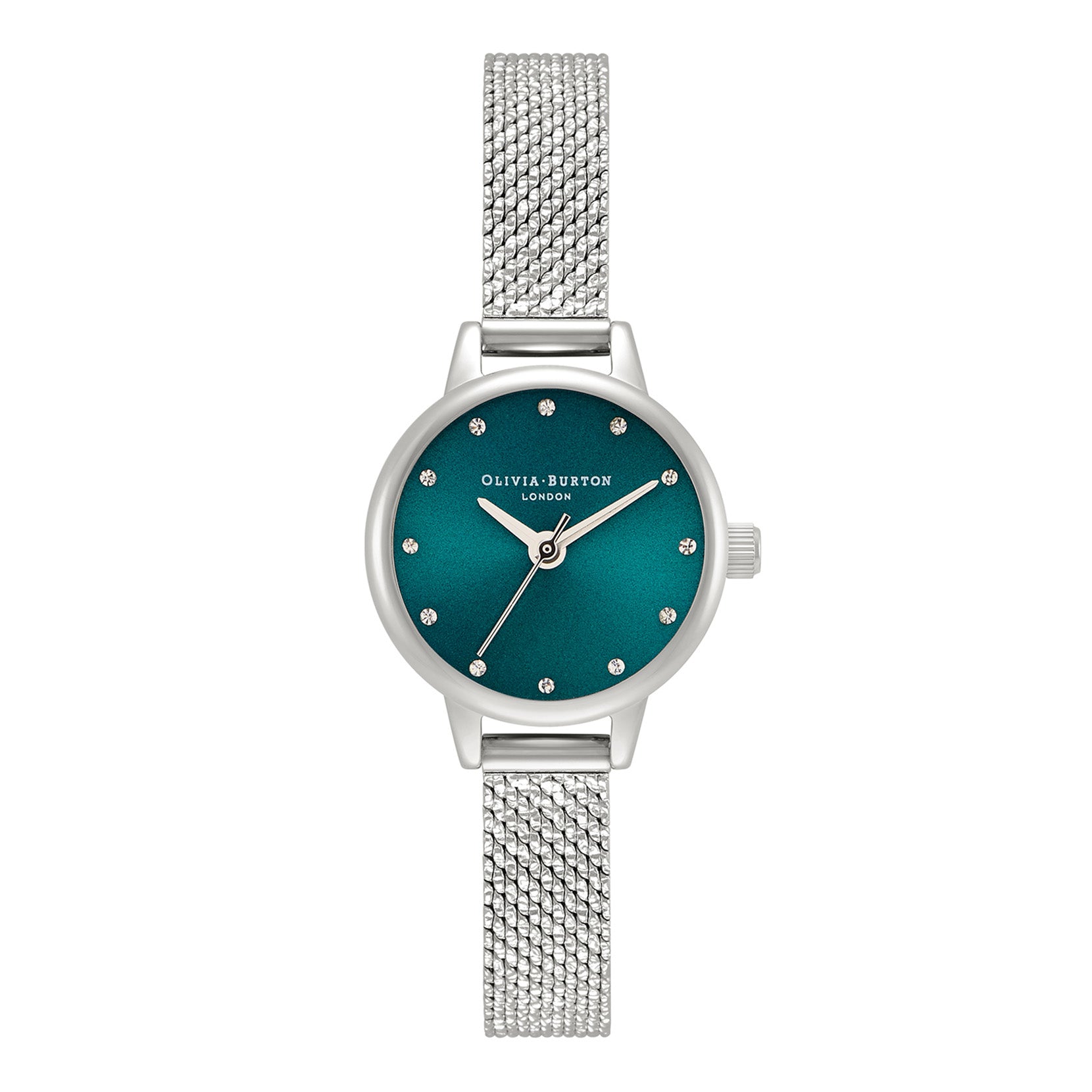 Classic Mini Dial Teal & Silver Mesh Watch OB16MN13 Olivia Burton