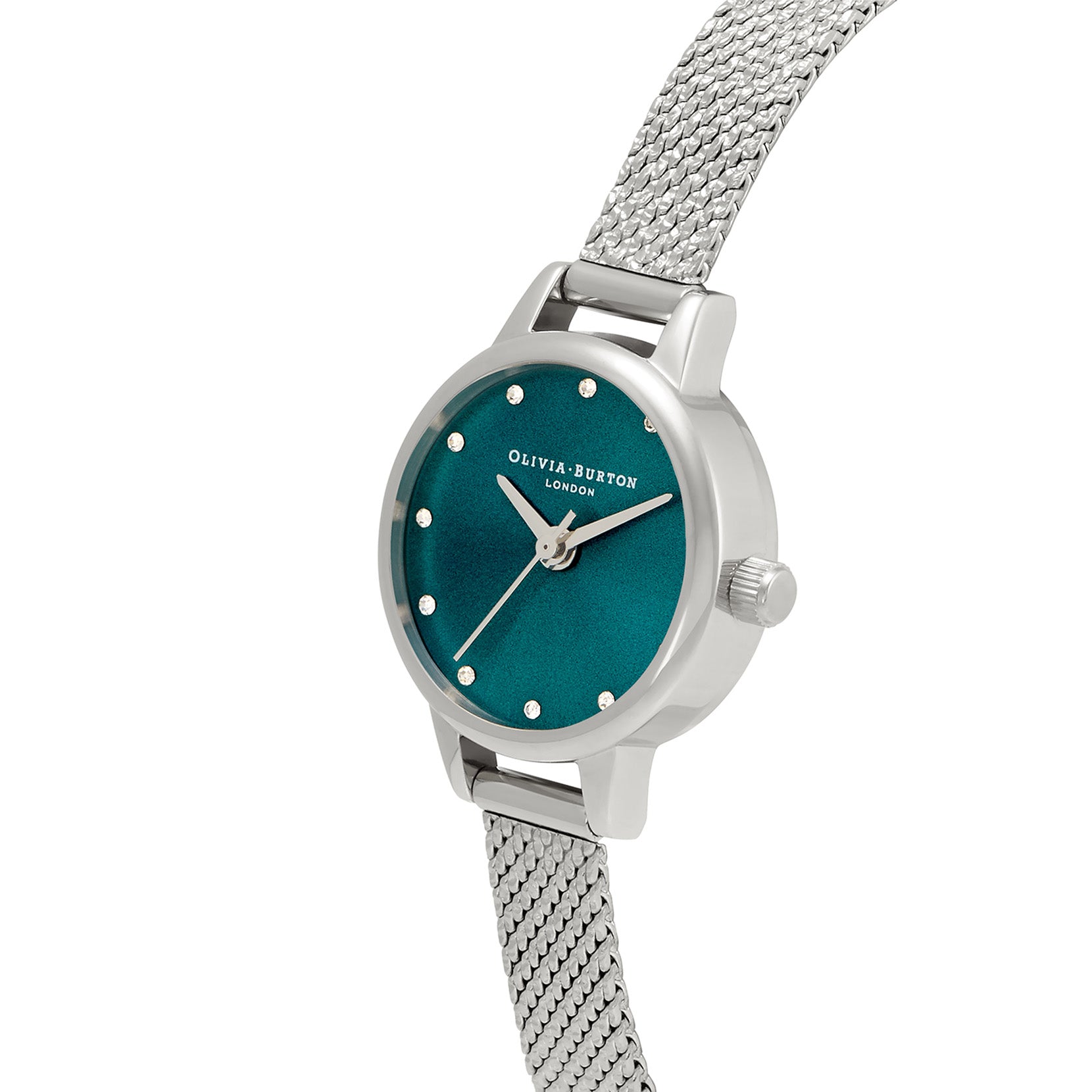 Classic Mini Dial Teal & Silver Mesh Watch OB16MN13 Olivia Burton