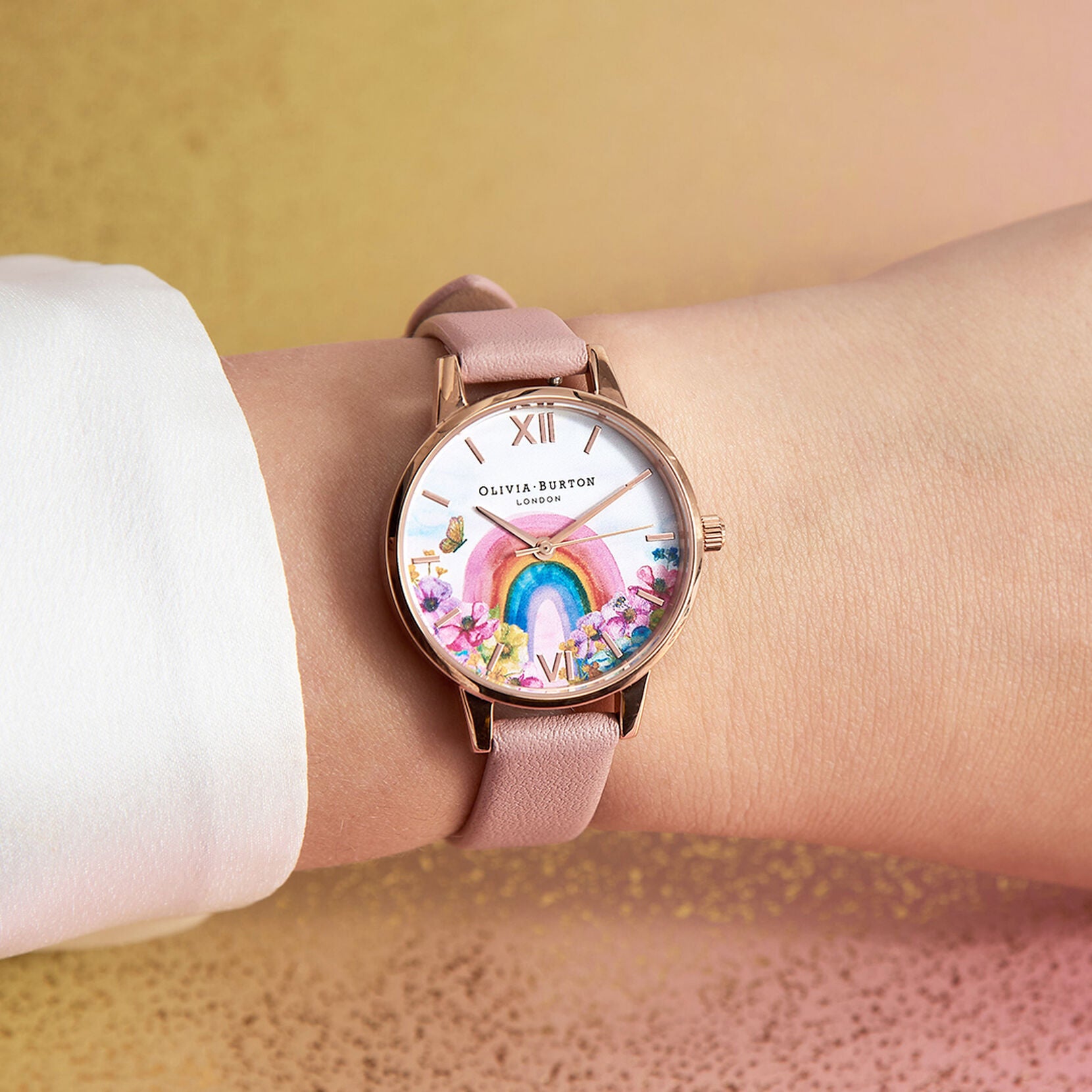 Rainbow Of Hope Midi Dial Dusty Pink & Rose Gold Watch OB16RB29 Olivia Burton