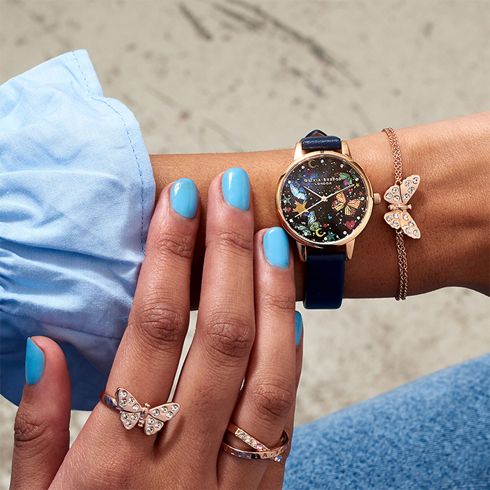 Navy rose gold watch hotsell
