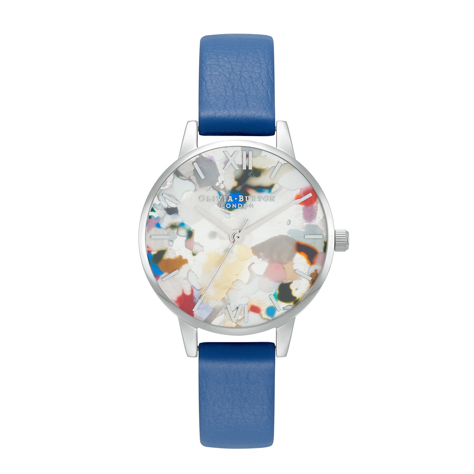 Pop Art 30mm Silver & Blue Eco Vegan Strap Gift Set OBGSET151 Olivia Burton