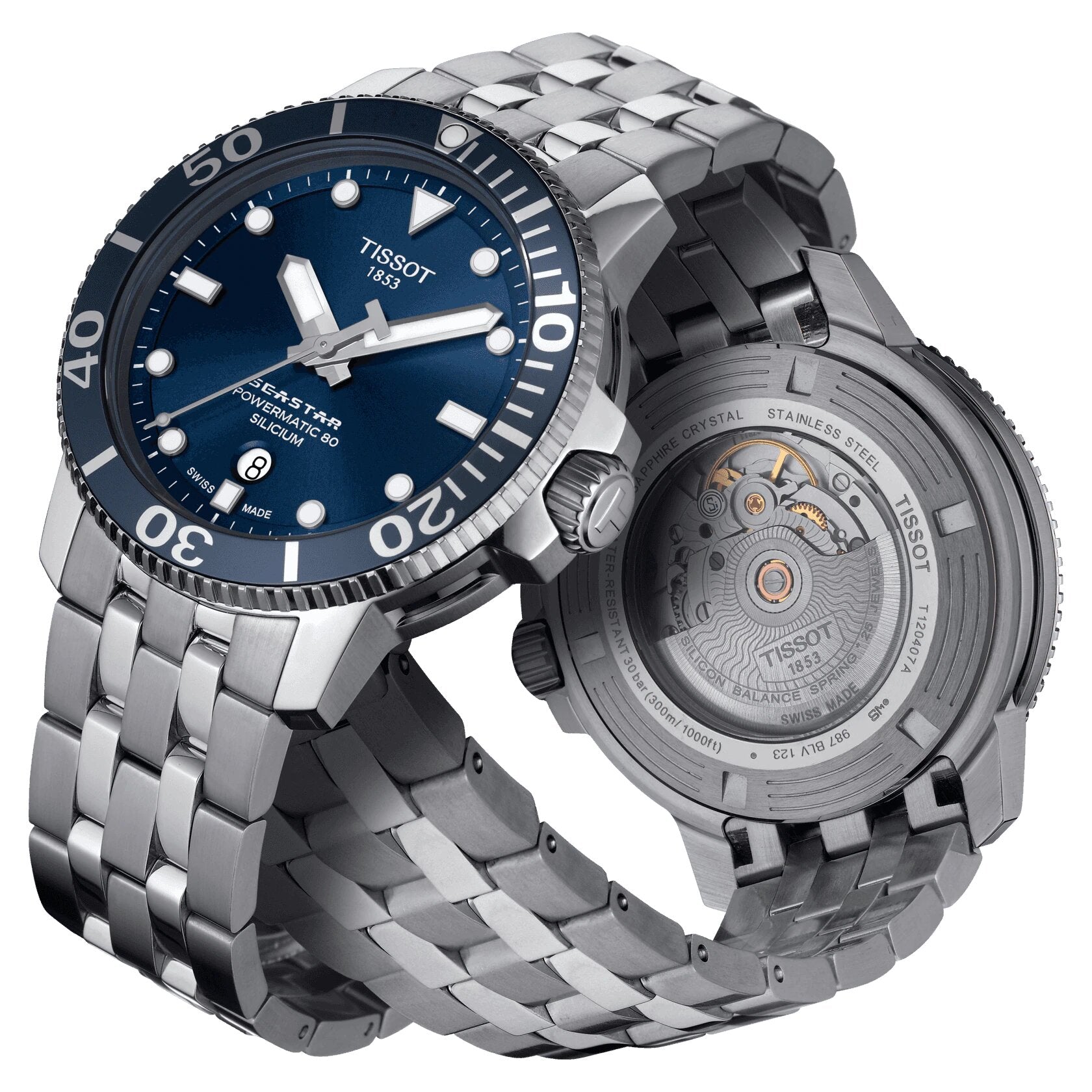 Men's Seastar 1000 Powermatic 80 Silicium Watch T1204071104101 Tissot