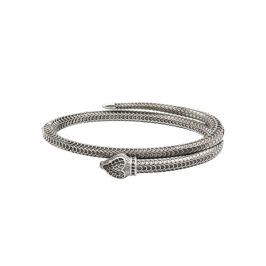 Gg Garden Bracelet With Snake Motif In Aged Sterling Silver YBA577283001 Gucci Jewelry