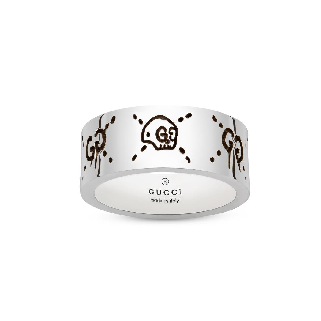Gucci Ghost Ring In Shiny Aged Sterling Silver YBC455318001 Gucci Jewelry