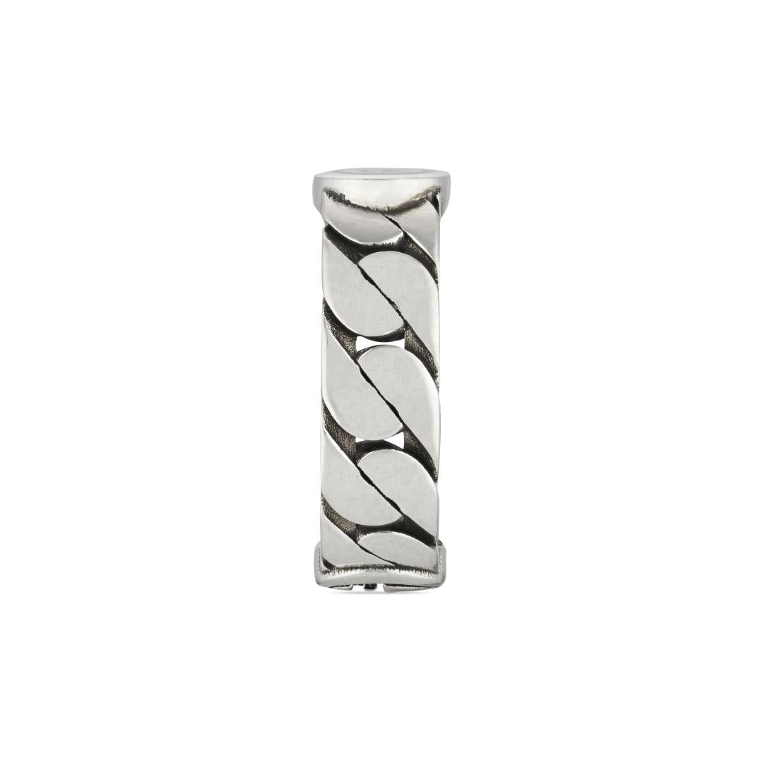 Ring In Sterling Silver And Black Enamel With Interlocking G Detail_Large YBC678656001 Gucci Jewelry